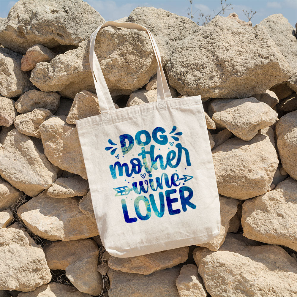 Dog Mother Wine Lover With Blue Paint Font Totes at $22.95 found at Personalizedpetlovergifts