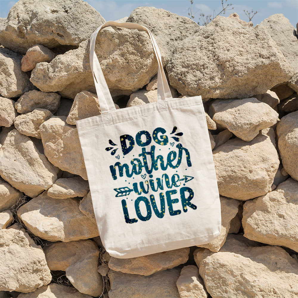 Dog Mother Wine Lover With Star Font Totes at $22.95 found at Personalizedpetlovergifts