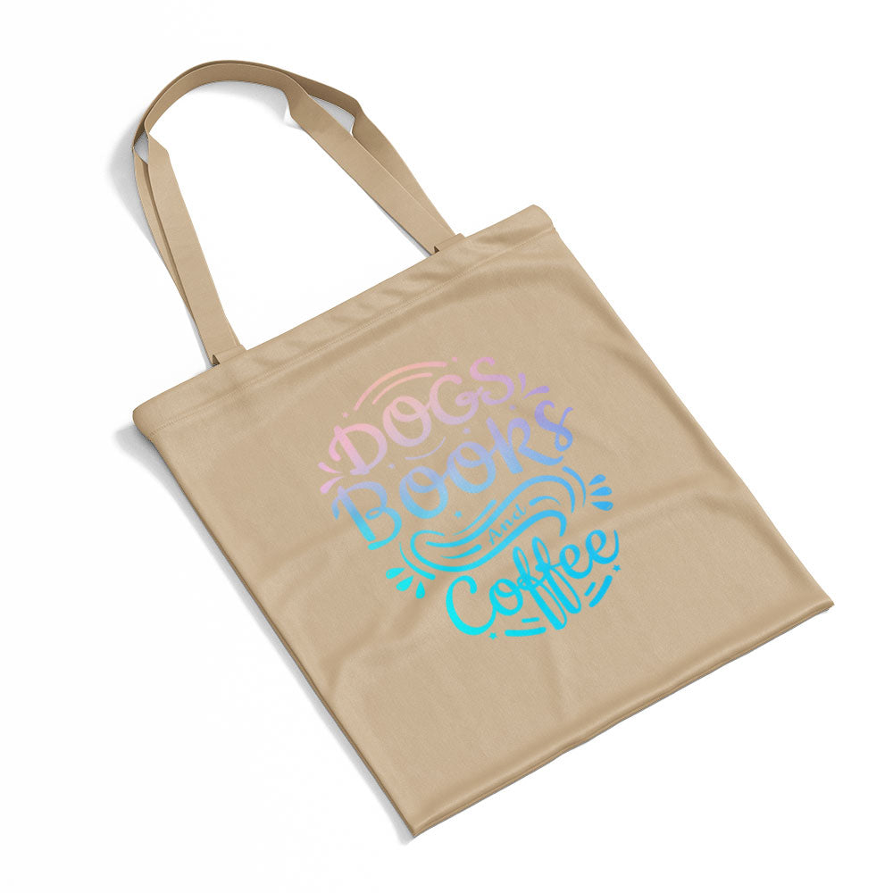 Dogs Book And Coffee With Blue Gradient Font Totes at $22.95 found at Personalizedpetlovergifts