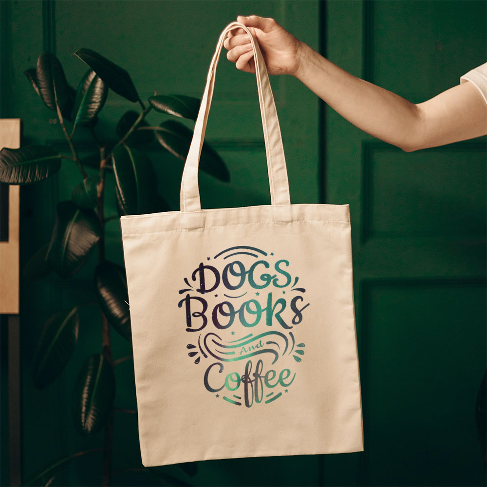 Dogs Book And Coffee With Green Galaxy Font Totes at $22.95 found at Personalizedpetlovergifts