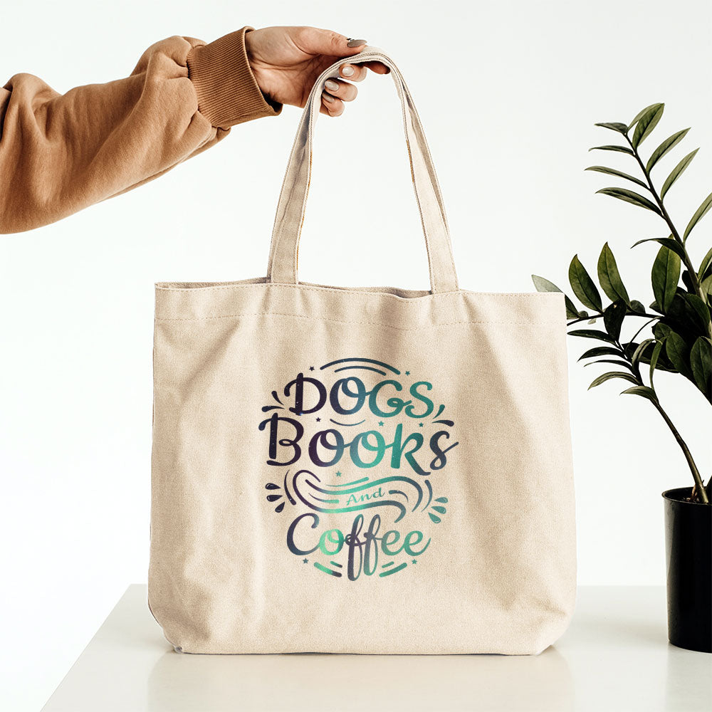 Dogs Book And Coffee With Green Galaxy Font Totes at $22.95 found at Personalizedpetlovergifts