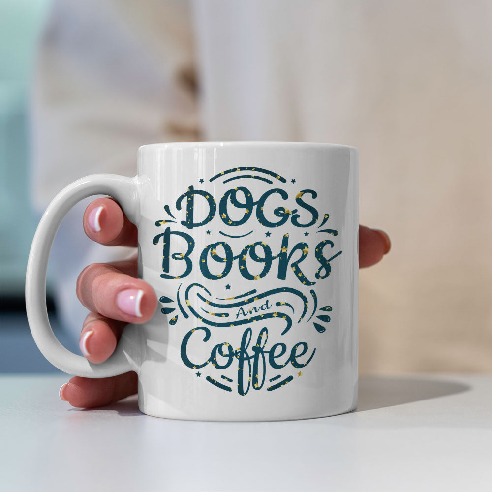 Dogs Book And Coffee with star font Mugs at $13.95 found at Personalizedpetlovergifts