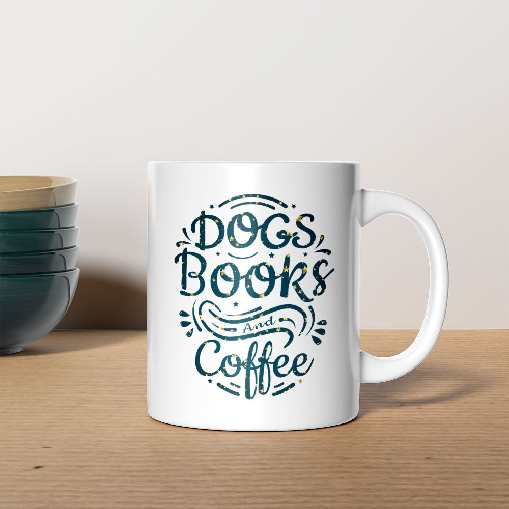 Dogs Book And Coffee with star font Mugs at $13.95 found at Personalizedpetlovergifts