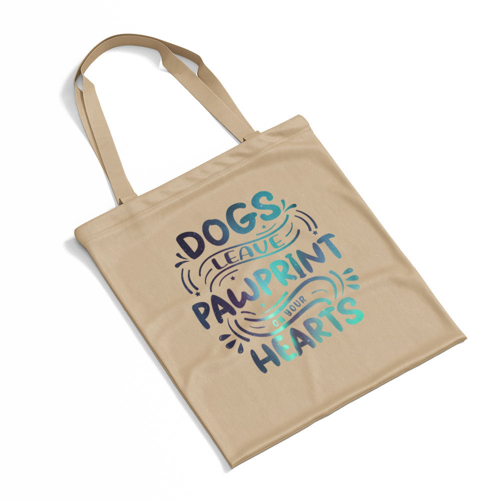 Dogs Leave Pawprints On Your Hearts With Green Galaxy Font Totes at $22.95 found at Personalizedpetlovergifts