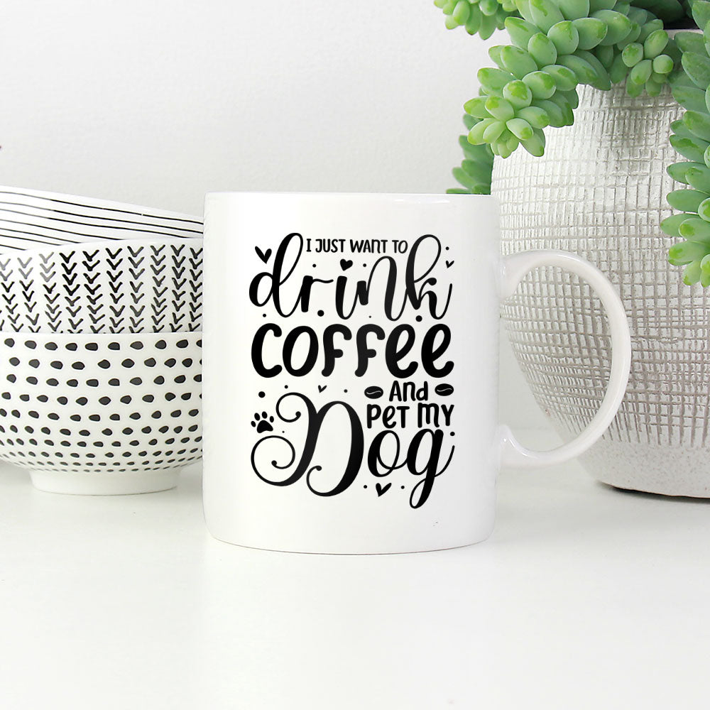 Drink Coffee And Pet My Dog Mugs at $13.95 found at Personalizedpetlovergifts