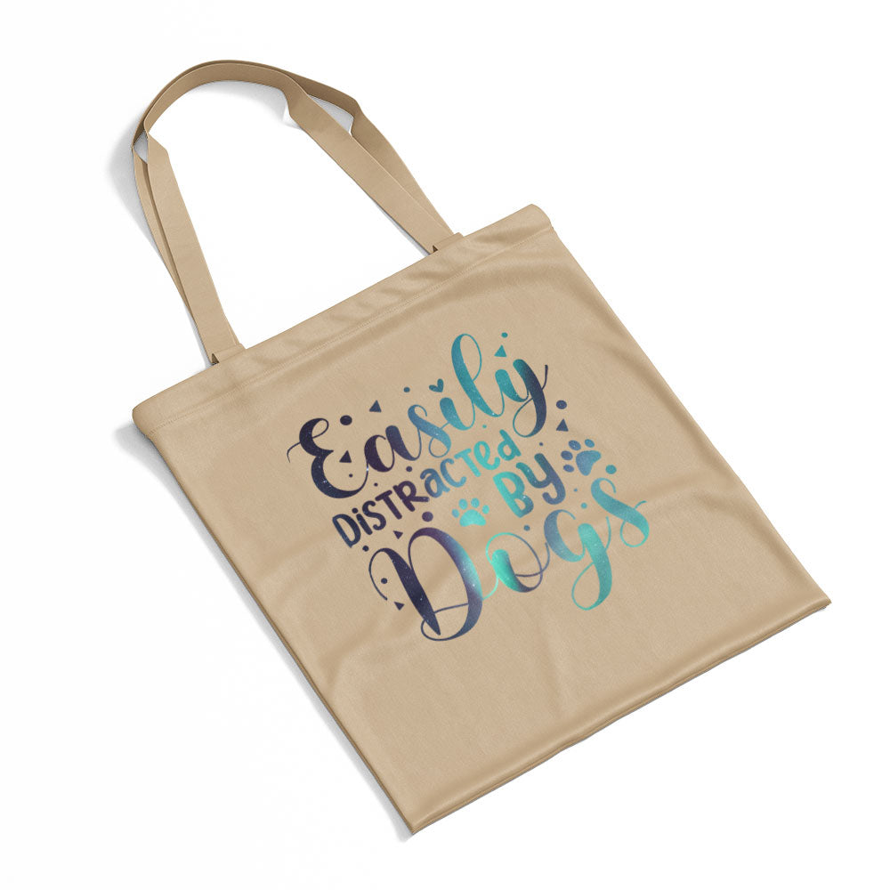 Easily Distracted By Dogs With Green Galaxy Font Totes at $22.95 found at Personalizedpetlovergifts