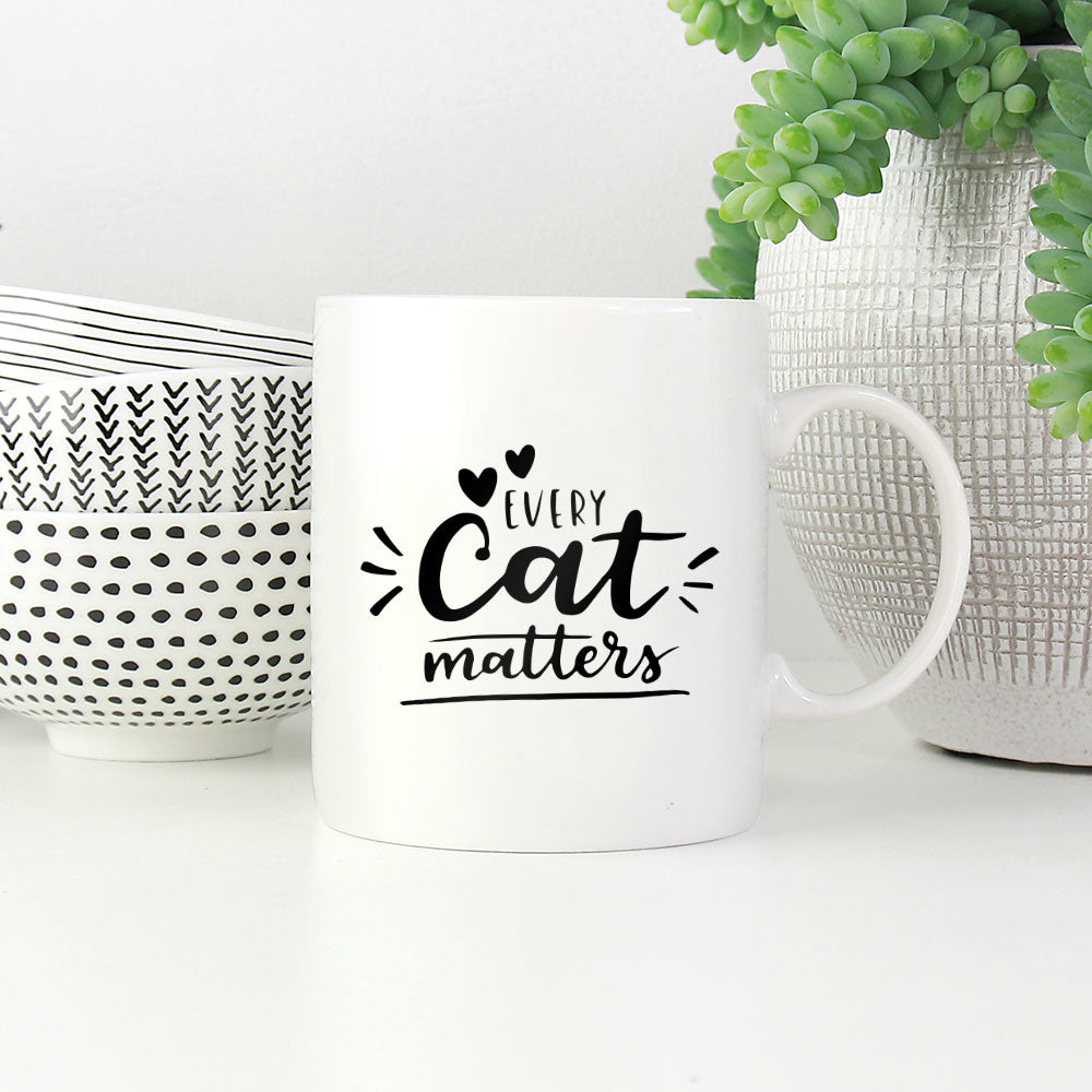 Every Cat Matters With a Heart Coffee Mug at $13.95 found at Personalizedpetlovergifts