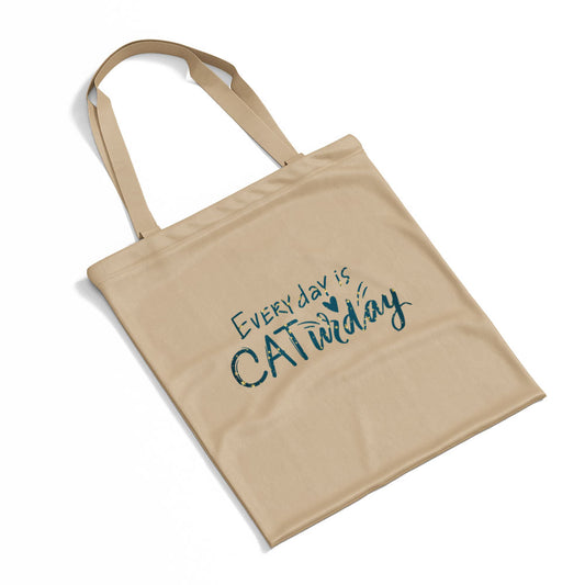 Every Day Is CATurday In Star Pattern Tote at $22.95 found at Personalizedpetlovergifts