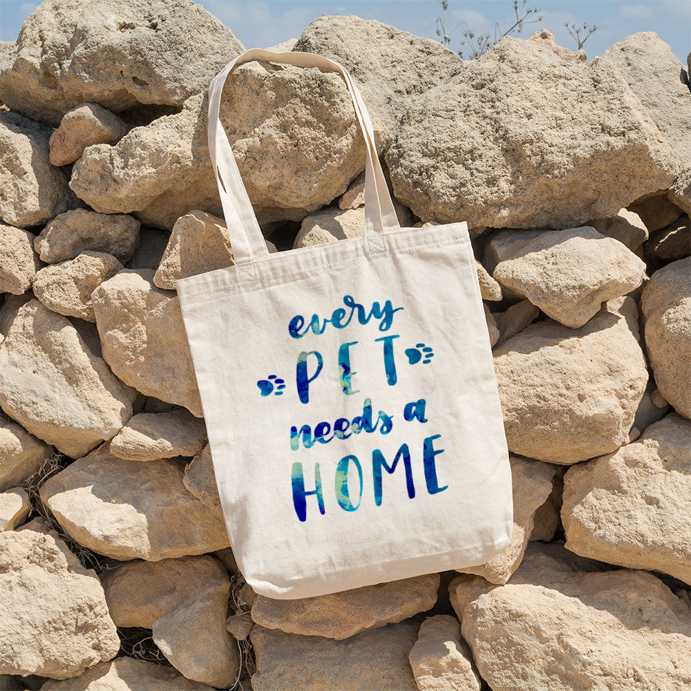 Every Pet Needs A Home With Paws With Galaxy Font Totes at $22.95 found at Personalizedpetlovergifts