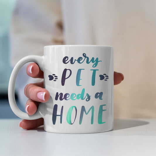 Every Pet Needs A Home With Paws with star font Mugs at $13.95 found at Personalizedpetlovergifts