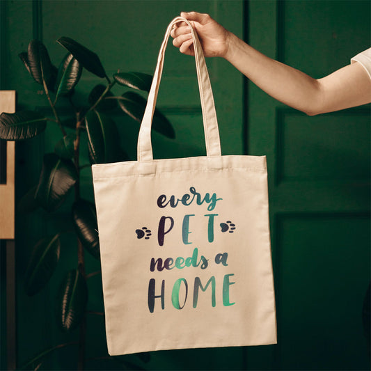 Every Pet Needs A Home With Paws With Star Font Totes at $22.95 found at Personalizedpetlovergifts