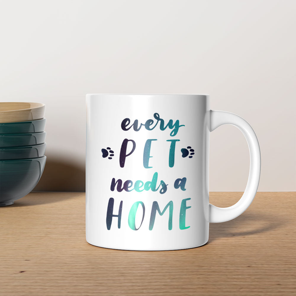 Every Pet Needs A Home With Paws with star font Mugs at $13.95 found at Personalizedpetlovergifts