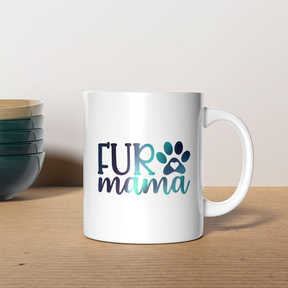 Fur Mama with Green Galaxy font Mugs at $13.95 found at Personalizedpetlovergifts