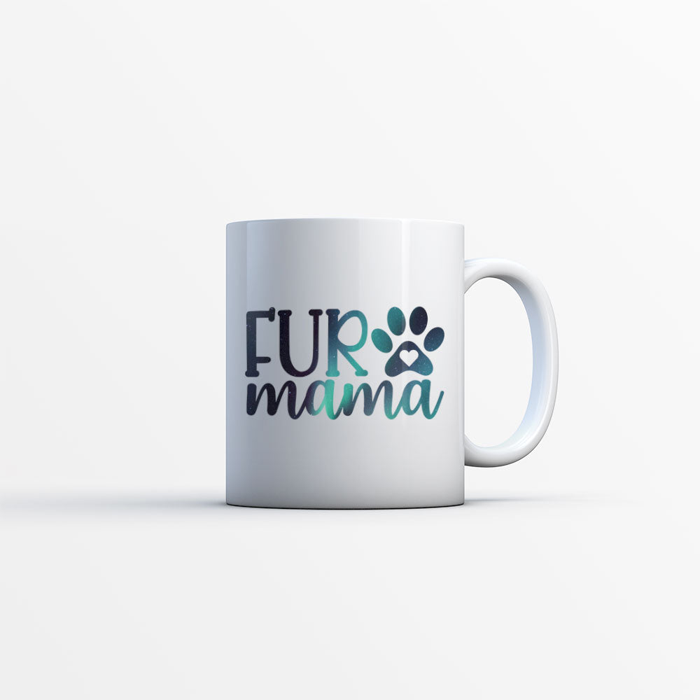 Fur Mama with Green Galaxy font Mugs at $13.95 found at Personalizedpetlovergifts