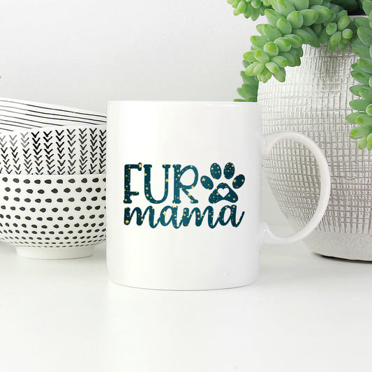 Fur Mama with star font Mugs at $13.95 found at Personalizedpetlovergifts