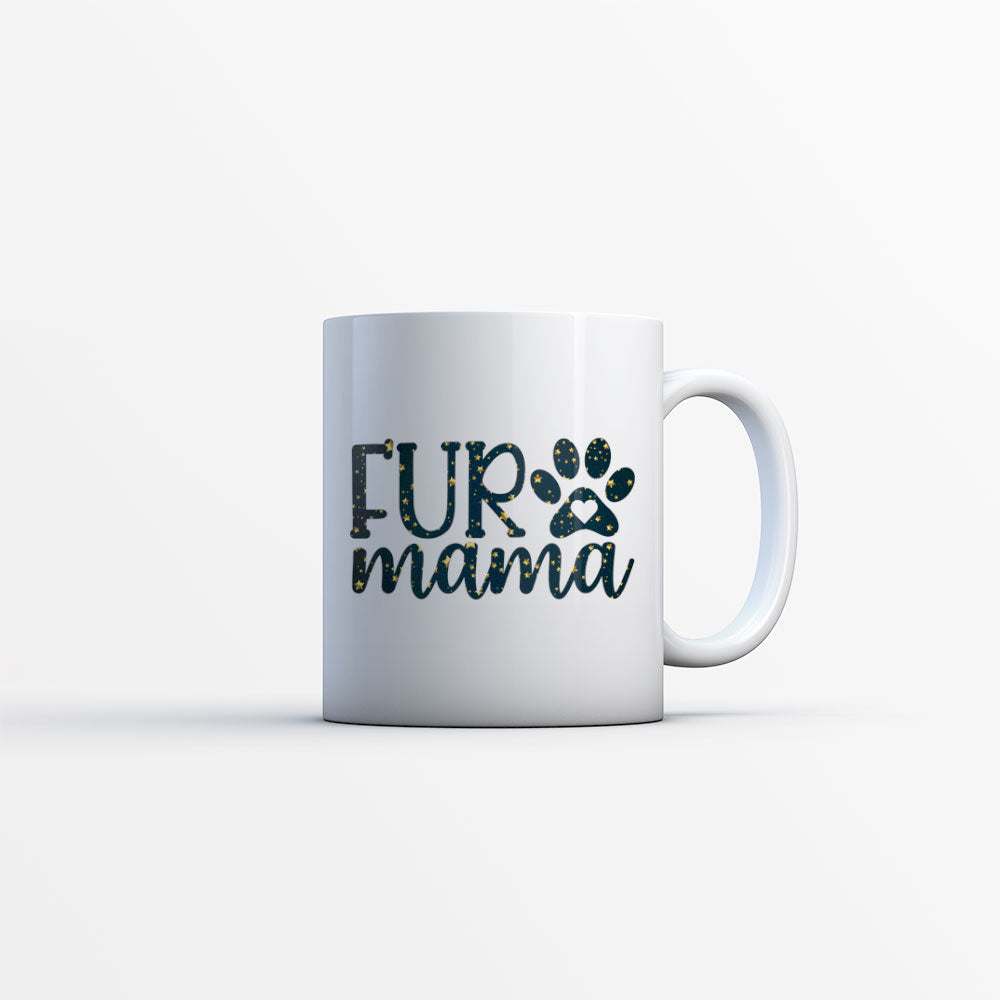 Fur Mama with star font Mugs at $13.95 found at Personalizedpetlovergifts