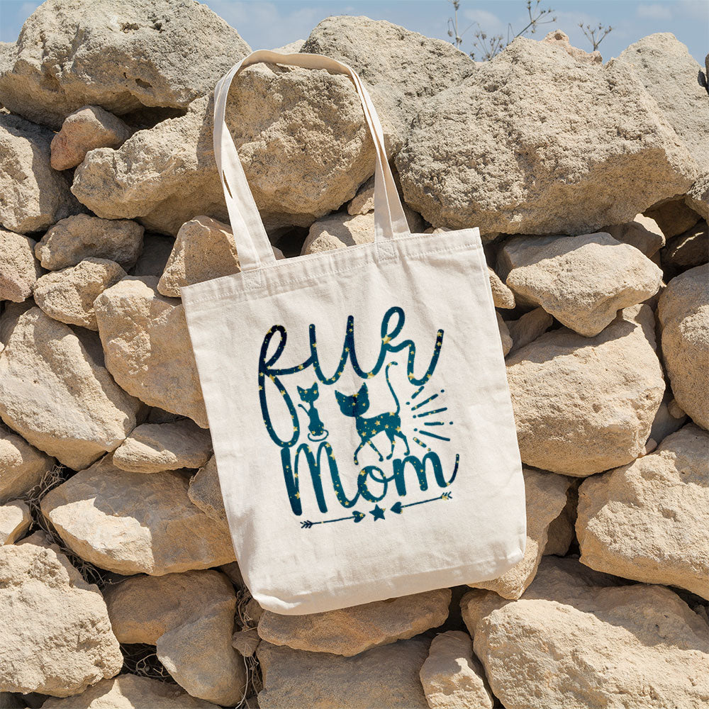 Fur Mom In Star Pattern Tote at $22.95 found at Personalizedpetlovergifts