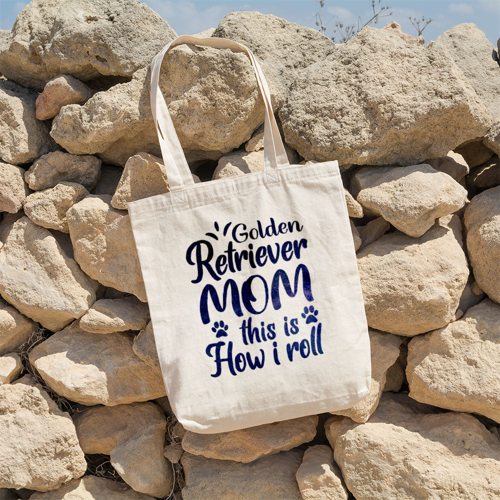 Golden Retriever Mom This Is How I Roll With Galaxy Font Totes at $22.95 found at Personalizedpetlovergifts