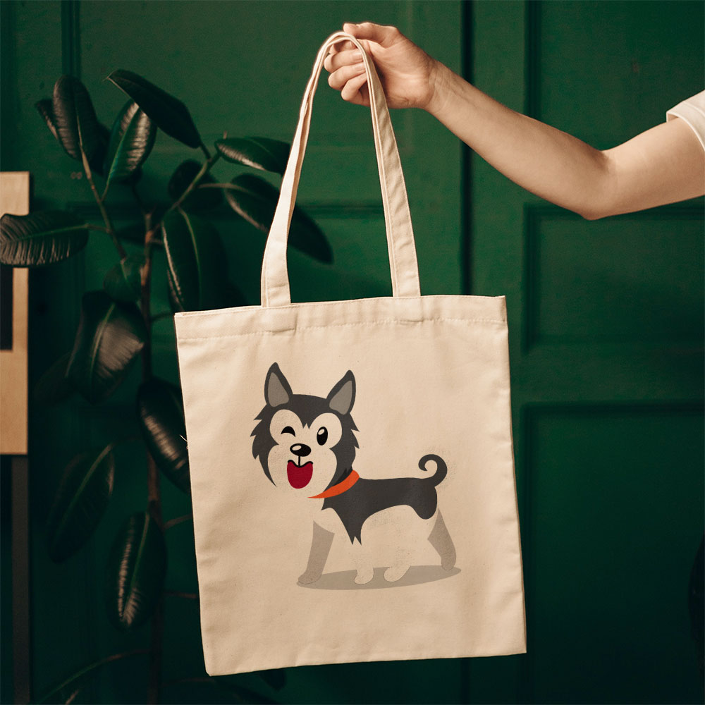 Happy Husky Puppy Totes at $22.95 found at Personalizedpetlovergifts