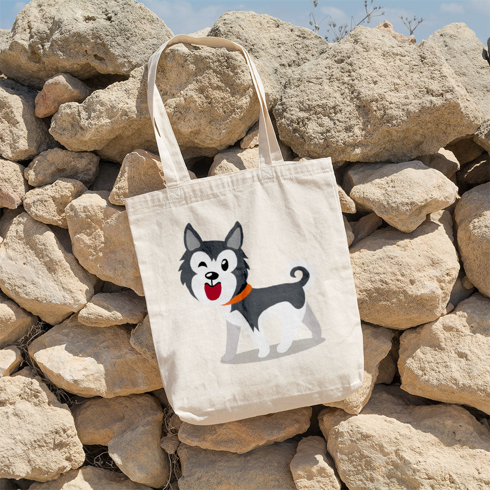 Happy Husky Puppy Totes at $22.95 found at Personalizedpetlovergifts