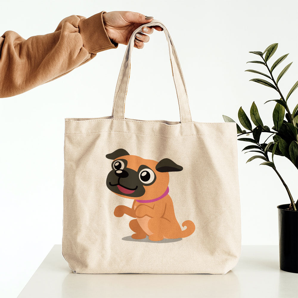 Happy Pug Sitting Totes at $22.95 found at Personalizedpetlovergifts