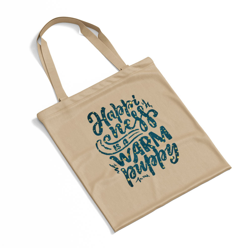 Happyiness Is A Warm Puppy With Star Font Totes at $22.95 found at Personalizedpetlovergifts