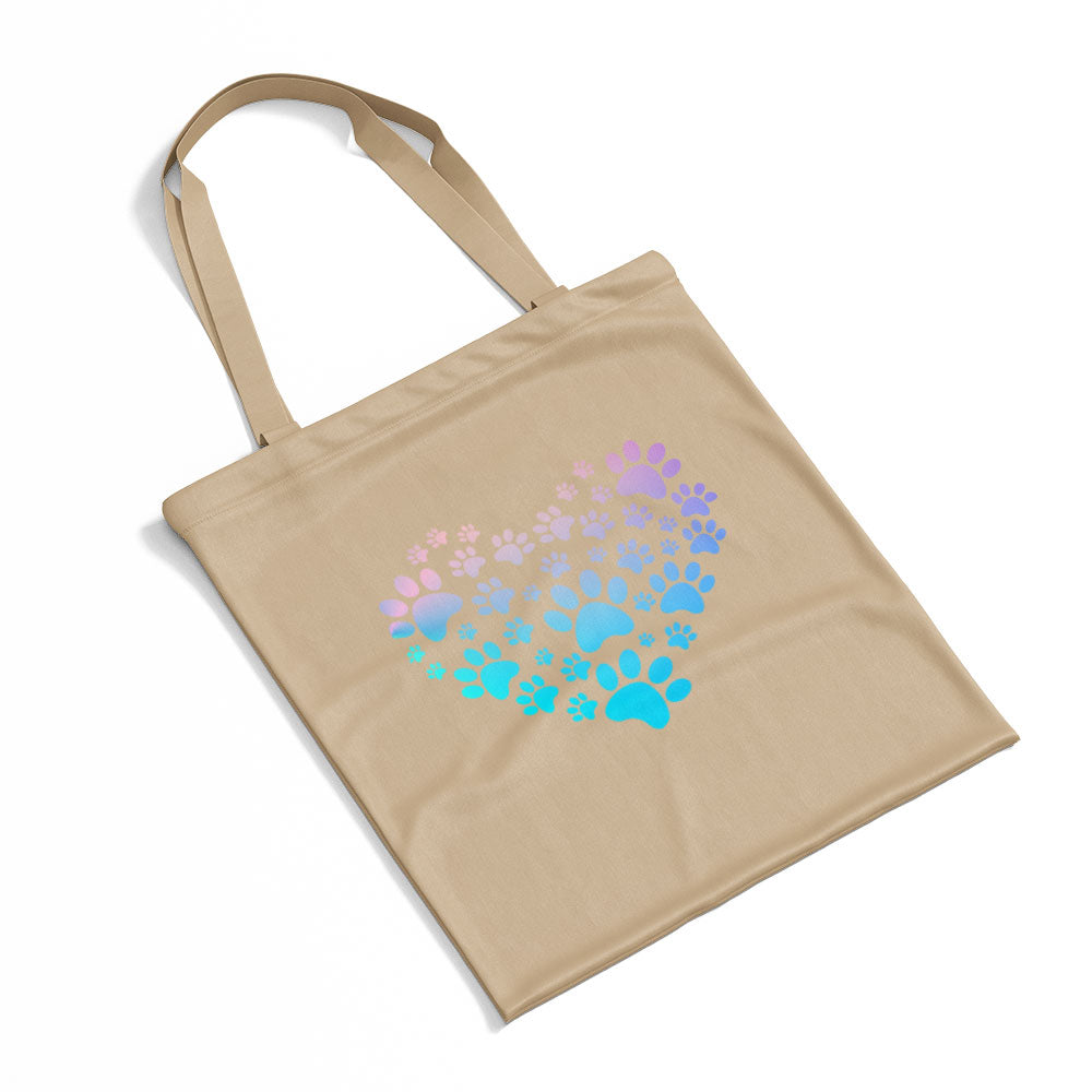 Heart Paws With Blue Gradient Font Totes at $22.95 found at Personalizedpetlovergifts