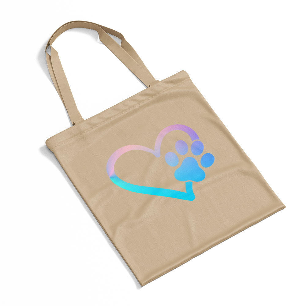 Heart With A Paw With Blue Gradient Font Totes at $22.95 found at Personalizedpetlovergifts