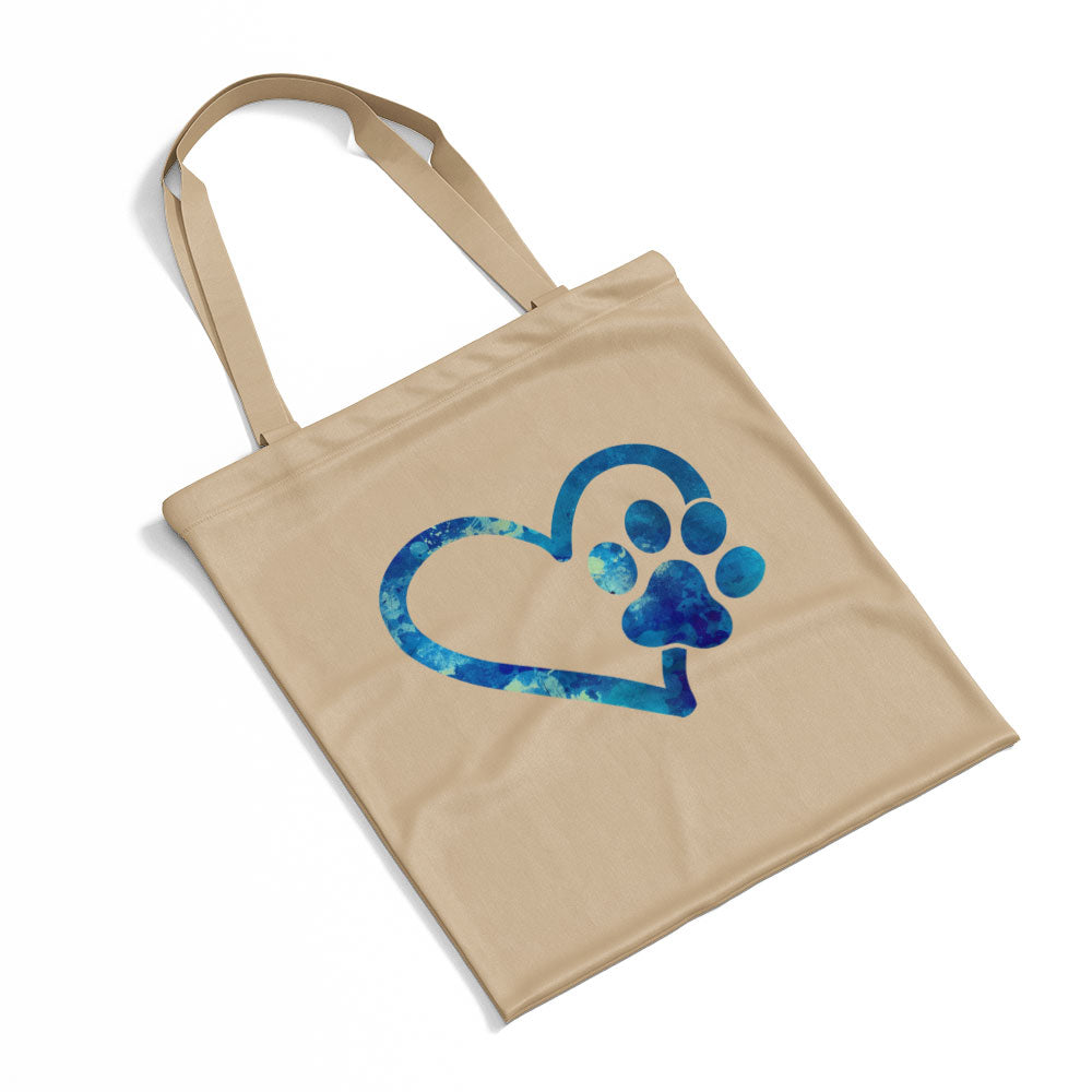 Heart With A Paw With Blue Paint Font Totes at $22.95 found at Personalizedpetlovergifts