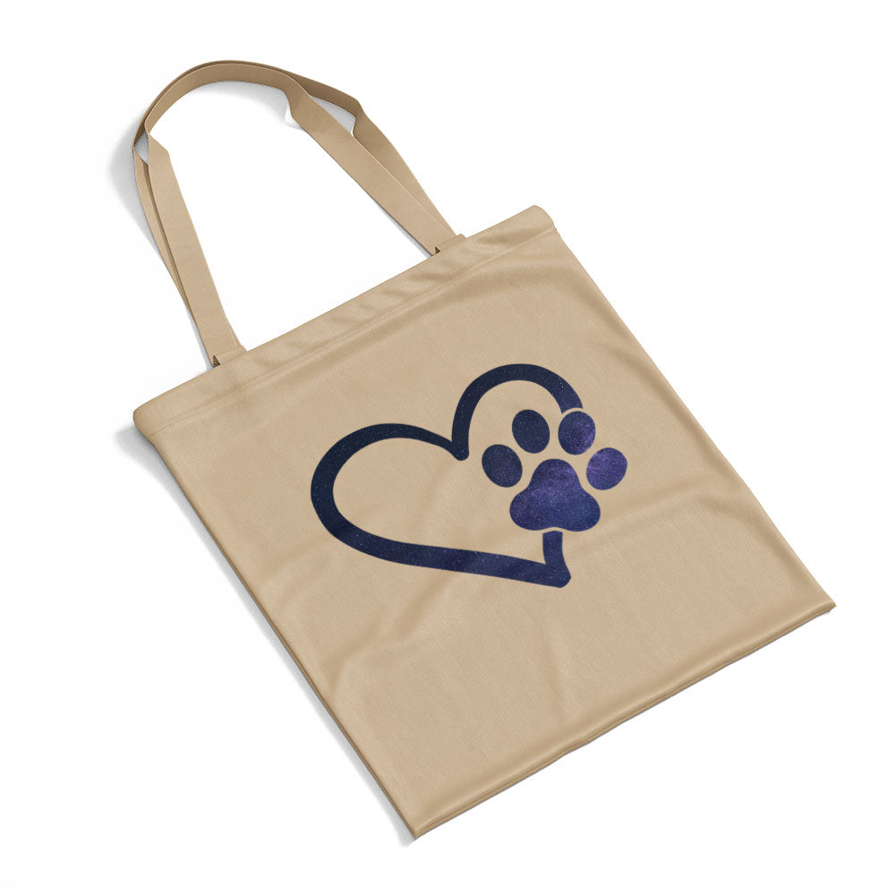 Heart With A Paw With Galaxy Font Totes at $22.95 found at Personalizedpetlovergifts