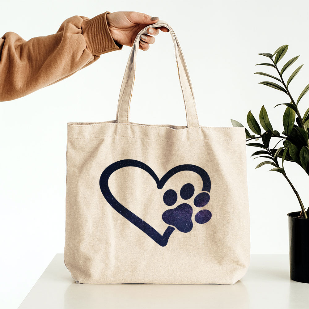 Heart With A Paw With Galaxy Font Totes at $22.95 found at Personalizedpetlovergifts