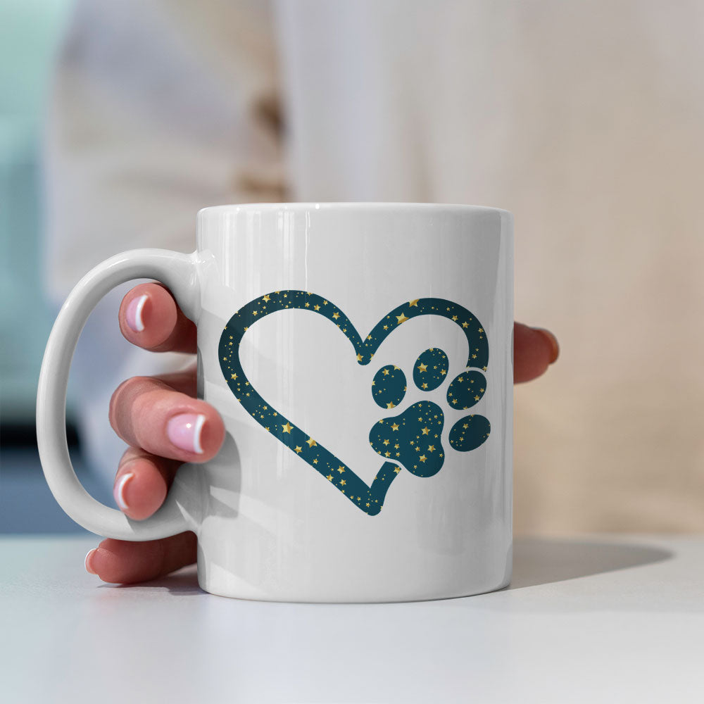 Heart With A Paw with star font Mugs at $13.95 found at Personalizedpetlovergifts