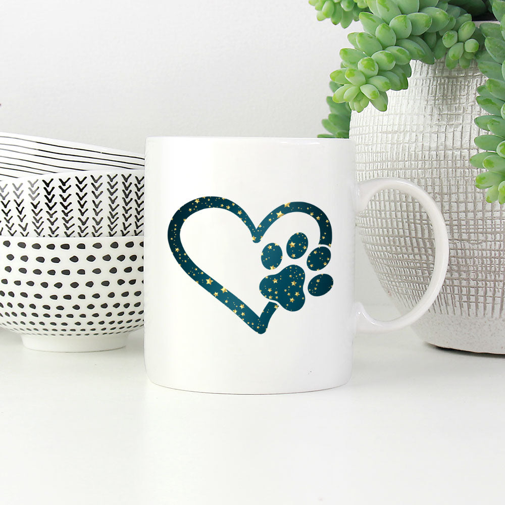 Heart With A Paw with star font Mugs at $13.95 found at Personalizedpetlovergifts