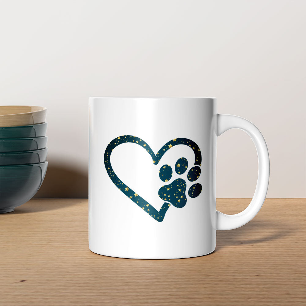 Heart With A Paw with star font Mugs at $13.95 found at Personalizedpetlovergifts