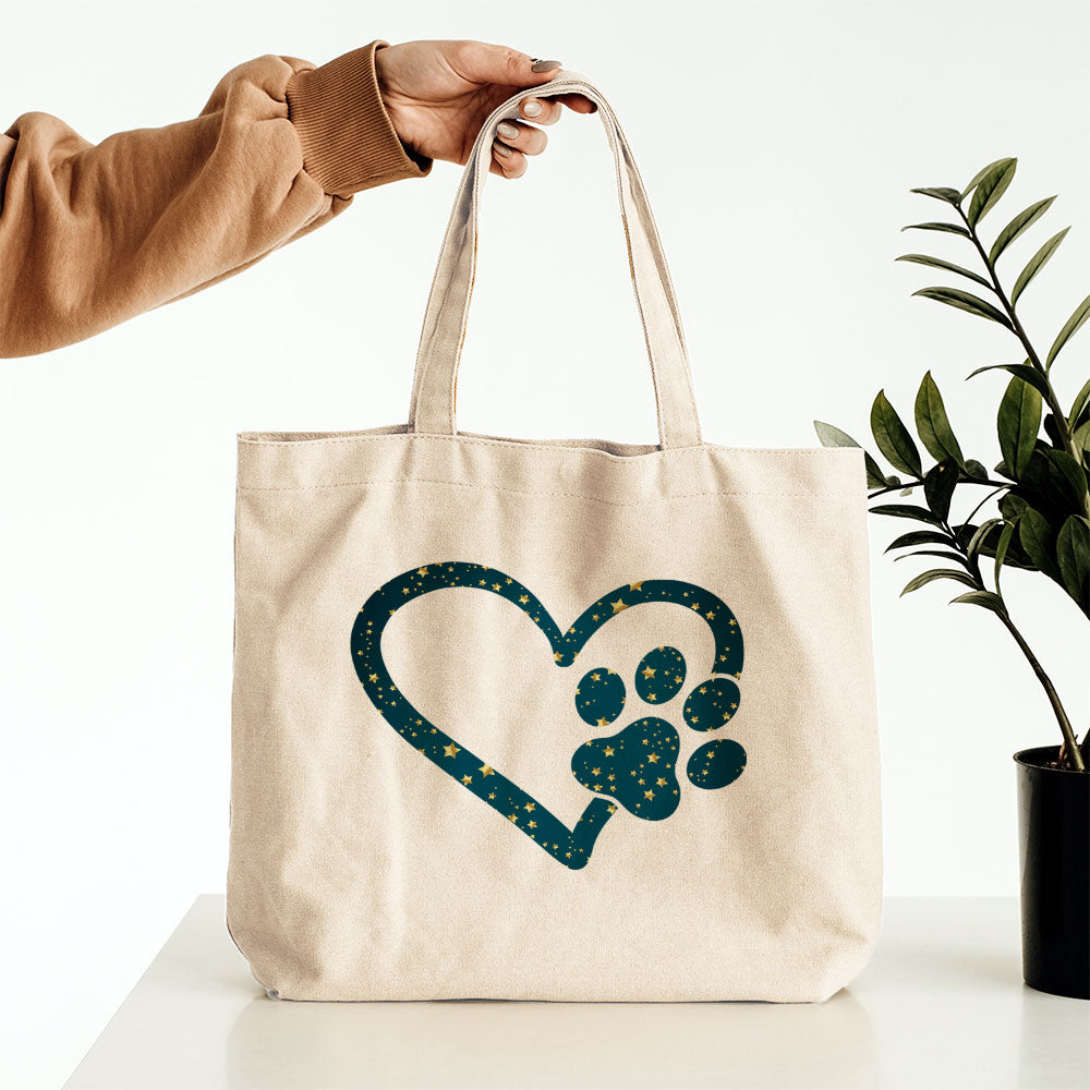 Heart With A Paw With Star Font Totes at $22.95 found at Personalizedpetlovergifts