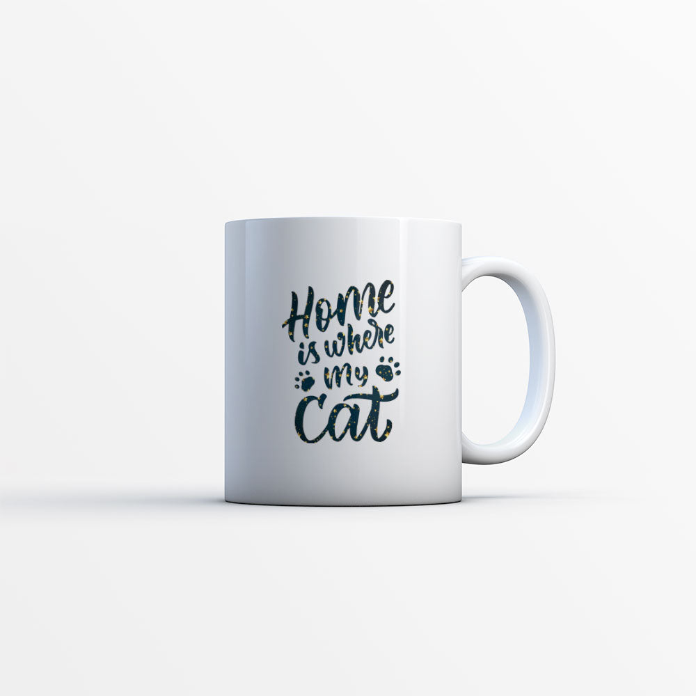 Home Is Where My Cat Is In a Silhouette In Star Pattern Mug at $13.95 found at Personalizedpetlovergifts