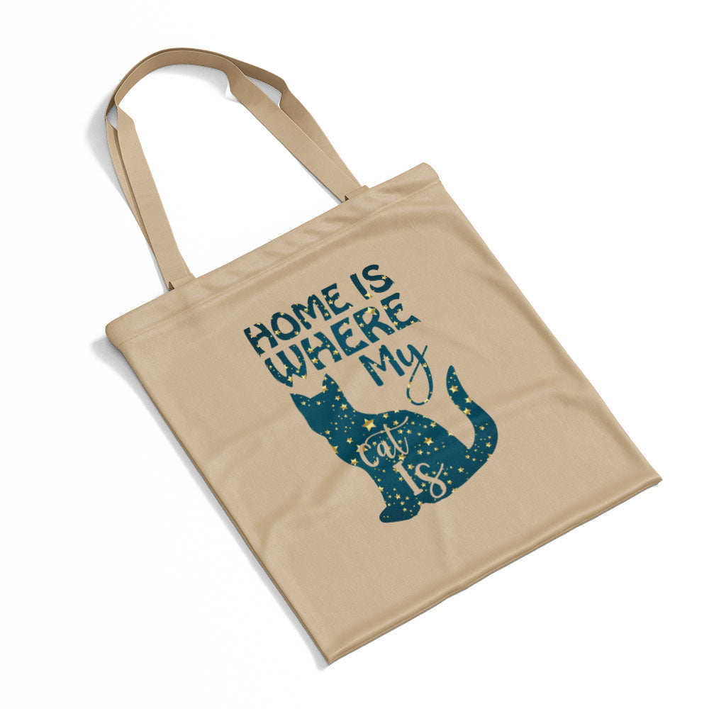 Home Is Where My Cat Is In Star Pattern Tote at $22.95 found at Personalizedpetlovergifts