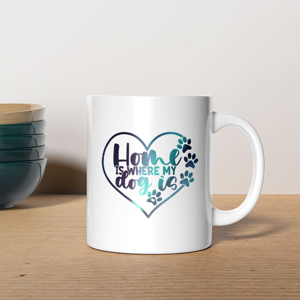 Home Is Where My Dog Is with Green Galaxy font Mugs at $13.95 found at Personalizedpetlovergifts