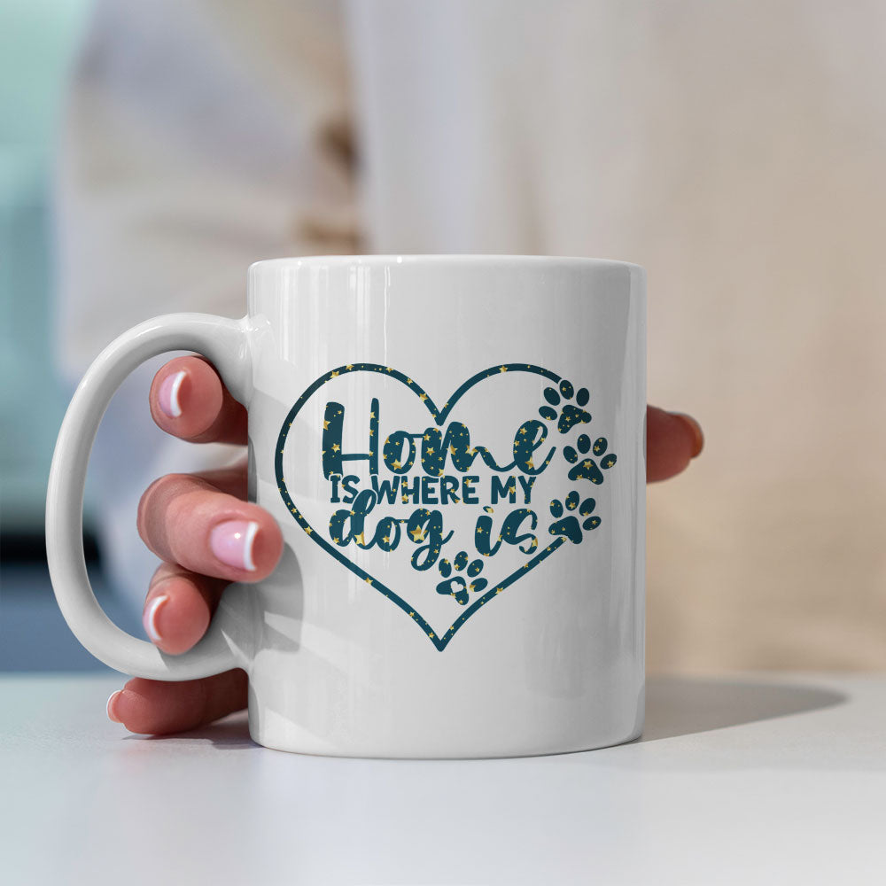 Home Is Where My Dog Is with star font Mugs at $13.95 found at Personalizedpetlovergifts