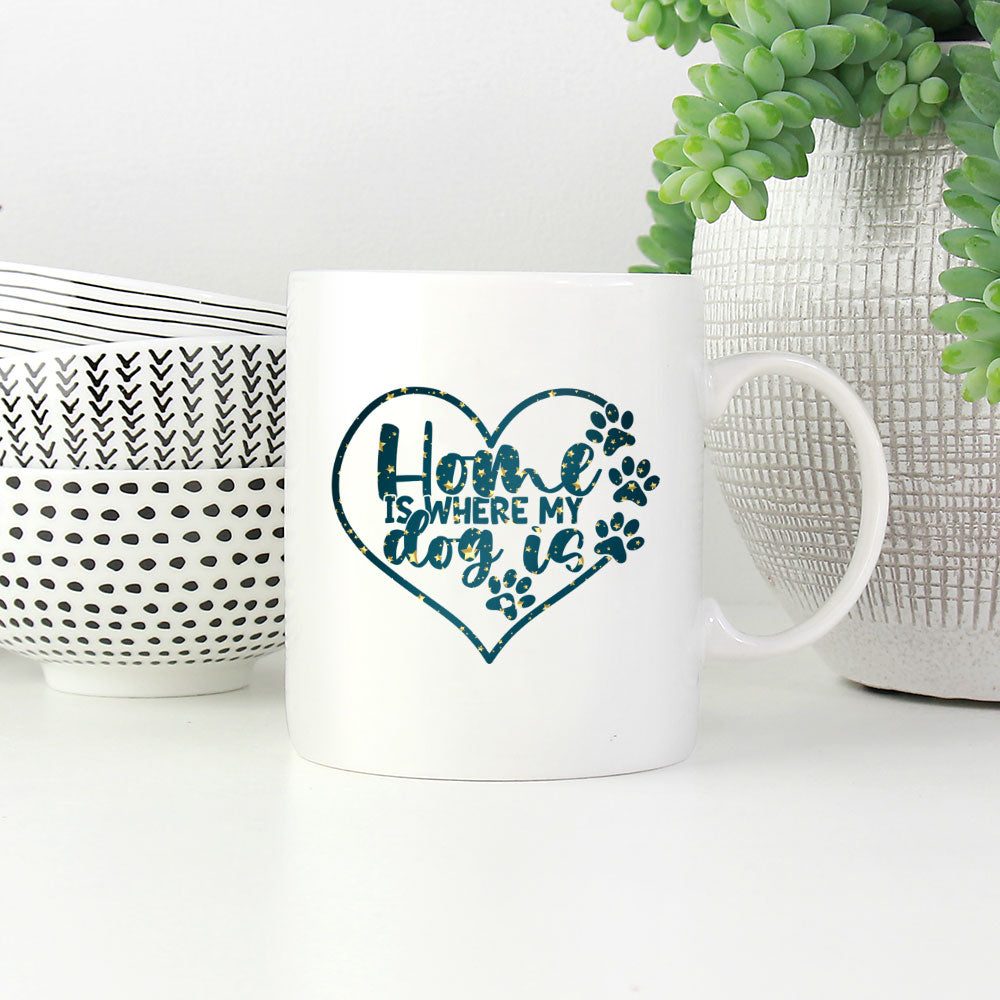 Home Is Where My Dog Is with star font Mugs at $13.95 found at Personalizedpetlovergifts