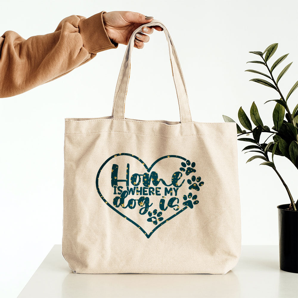 Home Is Where My Dog Is With Star Font Totes at $22.95 found at Personalizedpetlovergifts