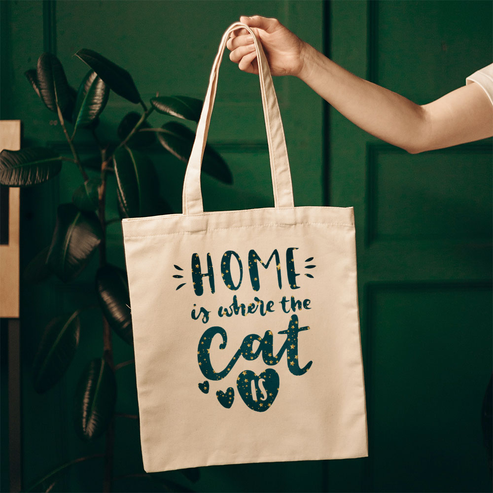 home_is_where_cat In Star Pattern Tote at $22.95 found at Personalizedpetlovergifts