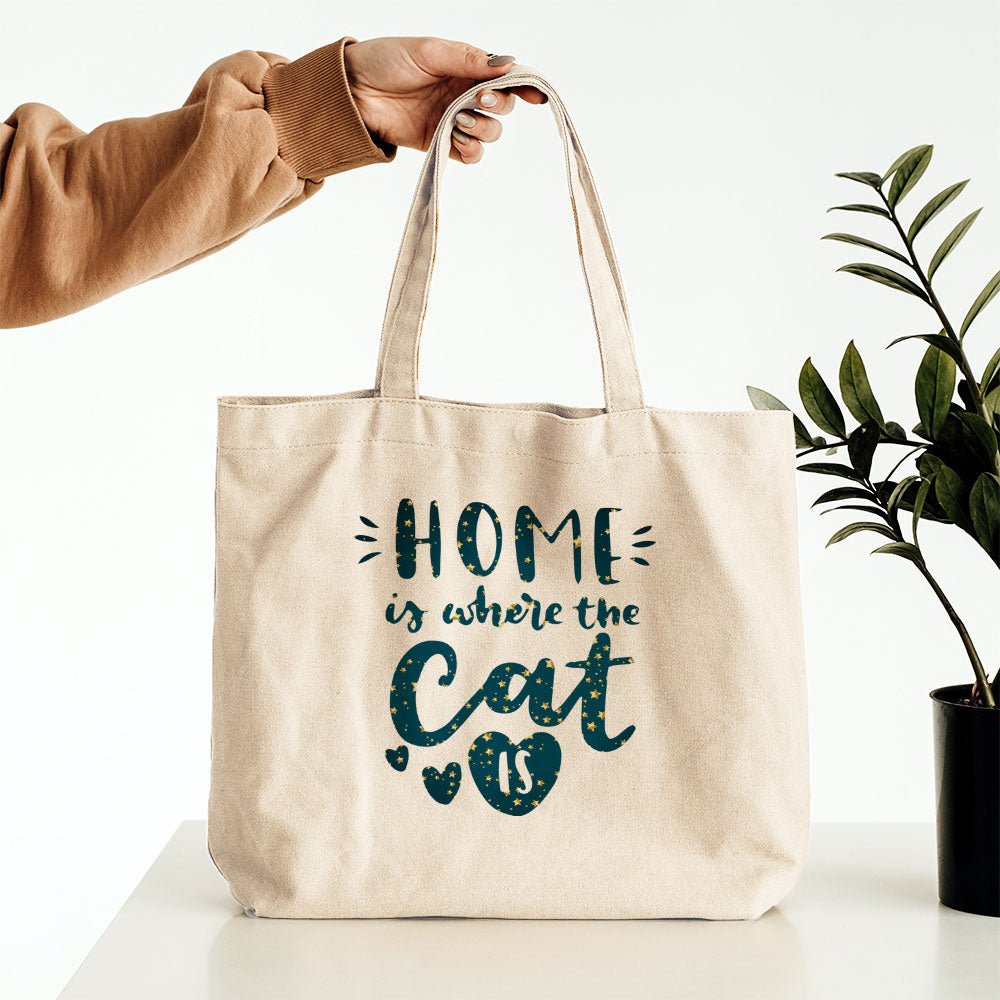 home_is_where_cat In Star Pattern Tote at $22.95 found at Personalizedpetlovergifts