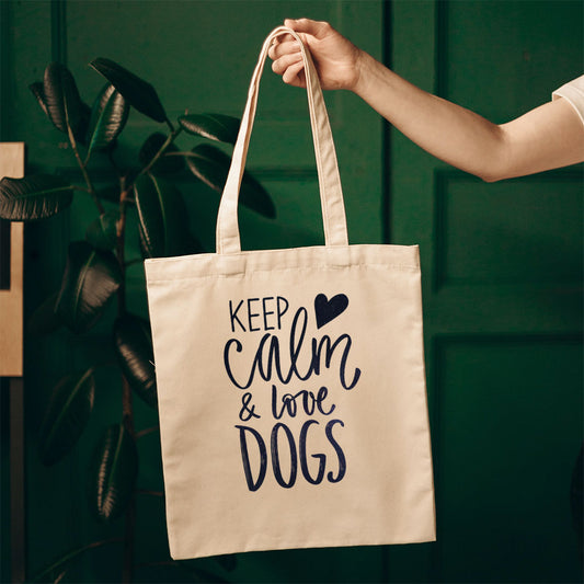 Keep Calm And Love Dogs With Galaxy Font Totes at $22.95 found at Personalizedpetlovergifts