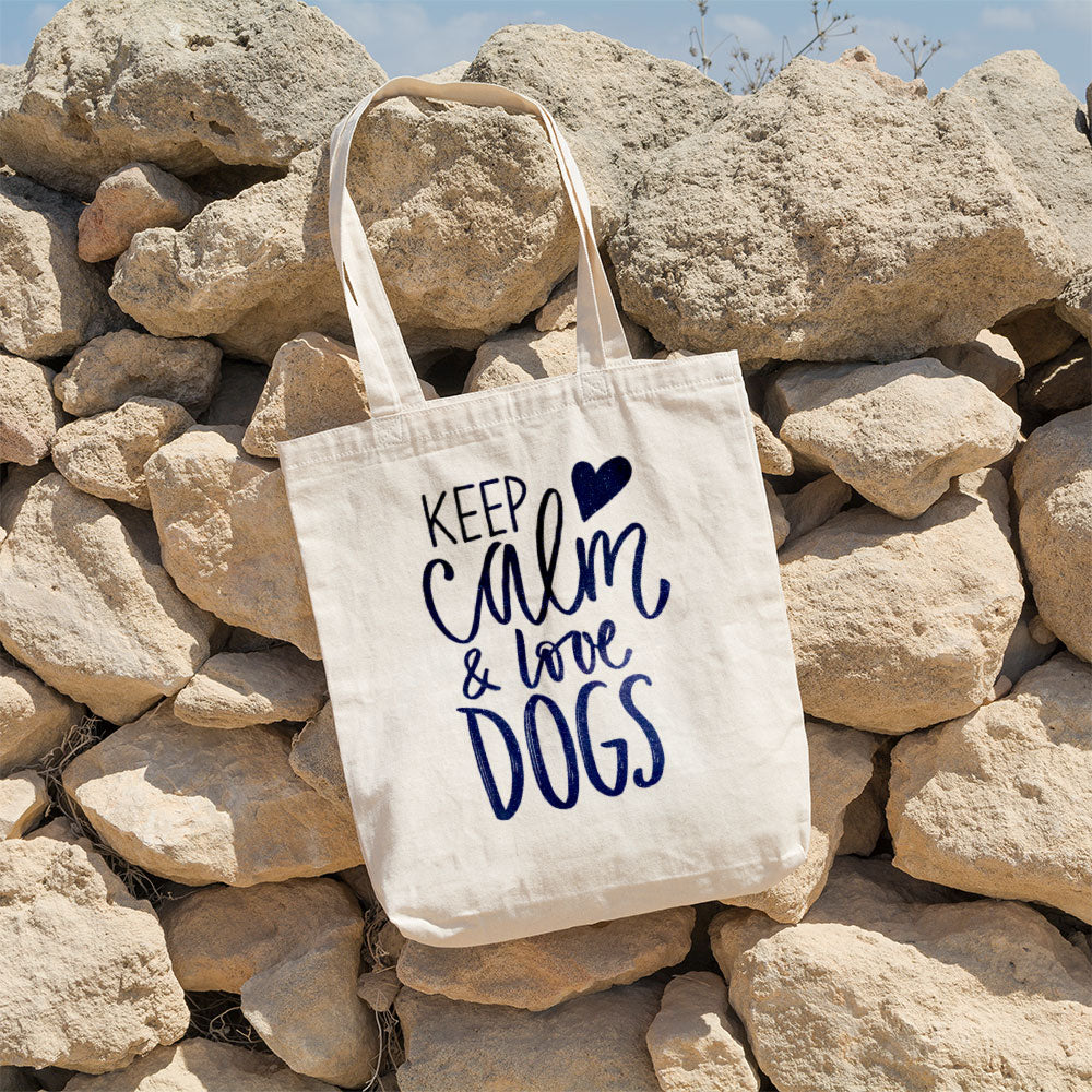 Keep Calm And Love Dogs With Galaxy Font Totes at $22.95 found at Personalizedpetlovergifts