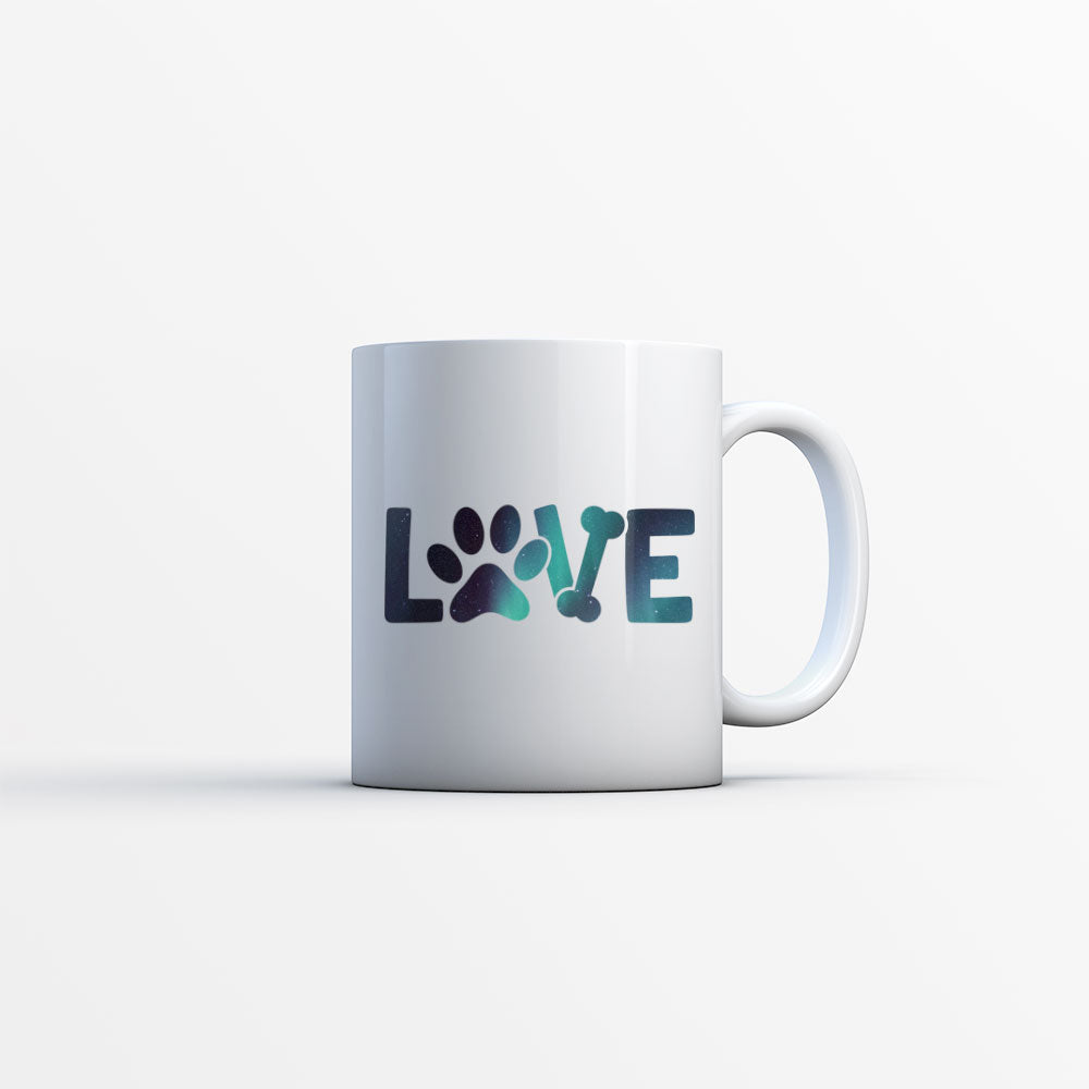 LOVE with Green Galaxy font Mugs at $13.95 found at Personalizedpetlovergifts