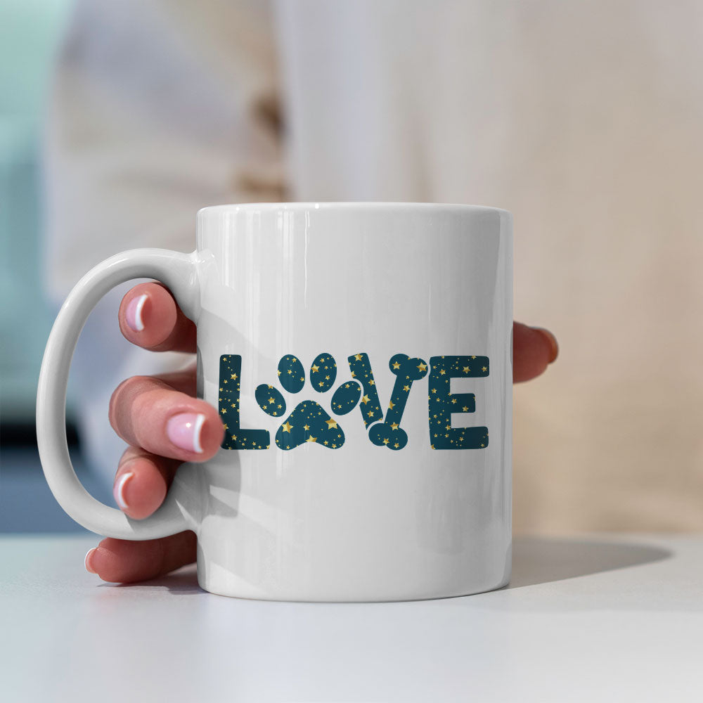 LOVE with star font Mugs at $13.95 found at Personalizedpetlovergifts