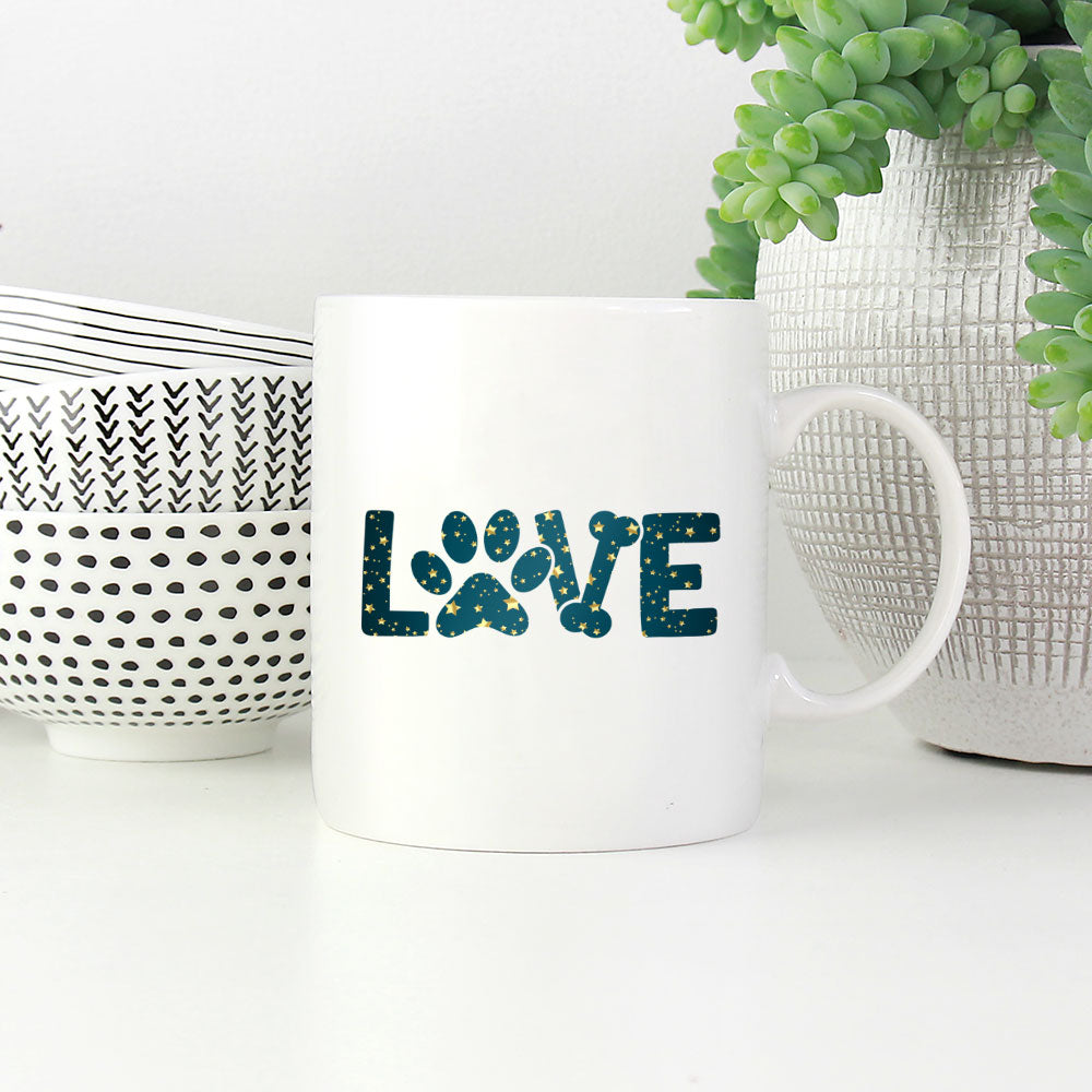 LOVE with star font Mugs at $13.95 found at Personalizedpetlovergifts