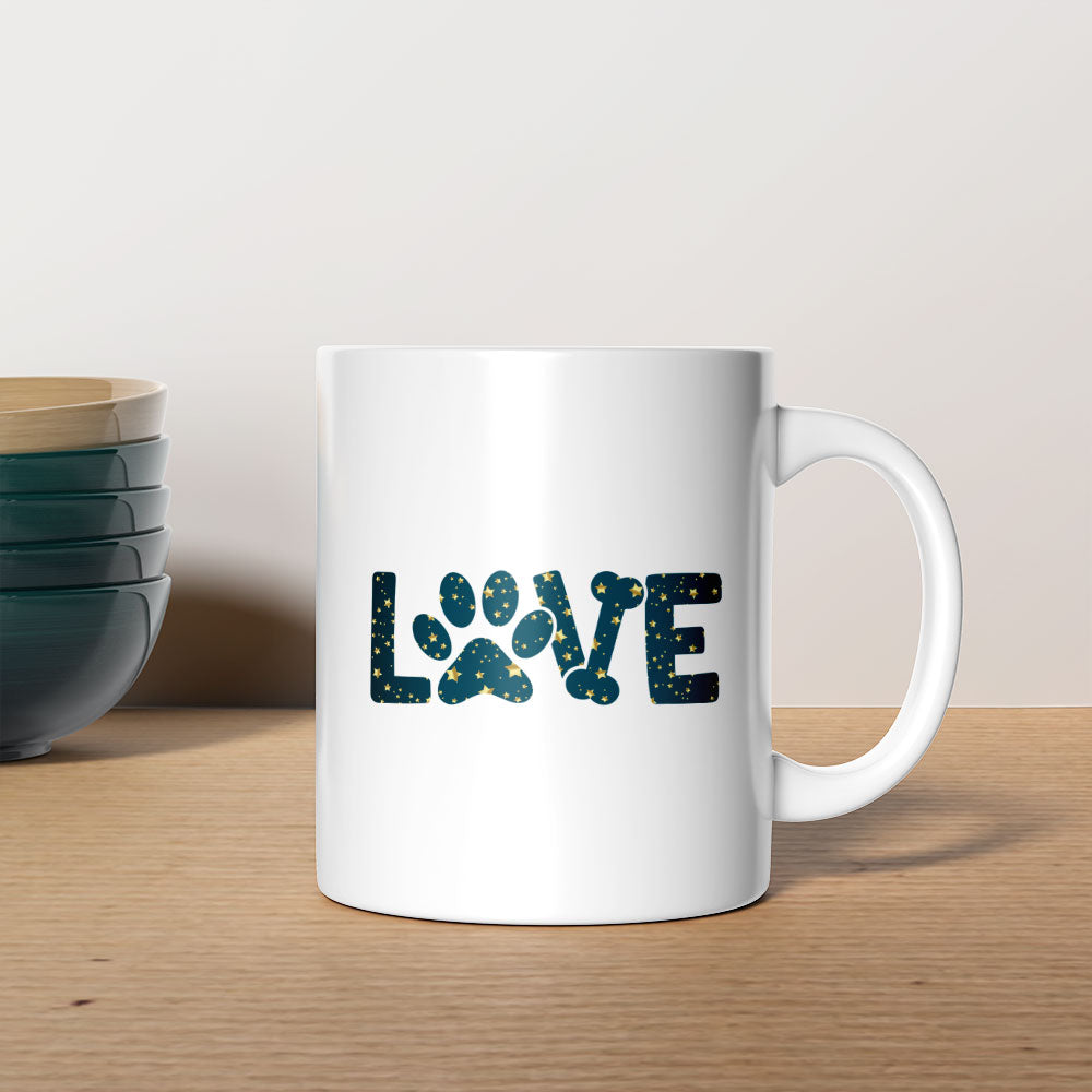 LOVE with star font Mugs at $13.95 found at Personalizedpetlovergifts