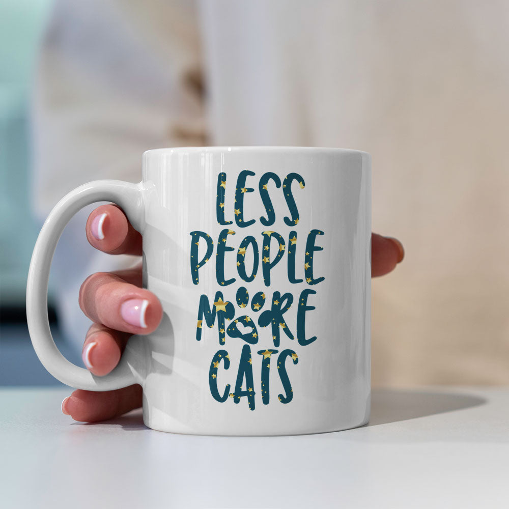 Less People More Cats In Star Pattern Mug at $13.95 found at Personalizedpetlovergifts